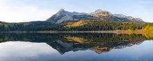  Beautiful colorful Alpine Mirror image from a Colorado Alpine lake with mountaintops and trees.