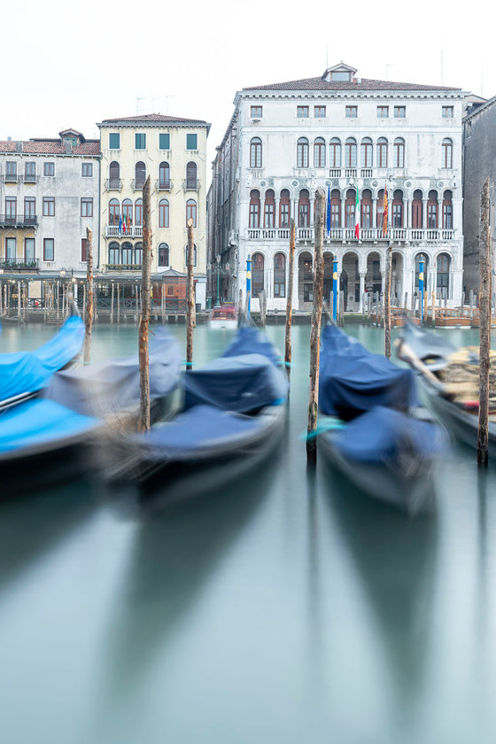 Gondolas on the grand canal in Venice Italy