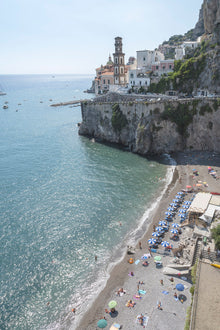  Amalfi Coast with a small beach and a Beach Club taken from above.