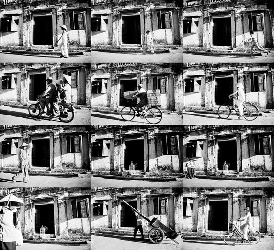 A timelapse photo of Hoi An, Vietnam, in black and white, by Matthew Welch, which he calls a FLOW