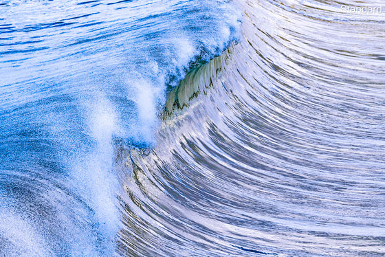 Abstract Manhattan Beach California wave photo, high contrast, green and blue