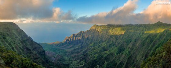 Sunset at the Pu'u O Kila Lookout over the Napali Coast in Kauai, Hawaii