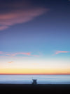 photo of a lifeguard tower taken in Los Angeles, CA during sunset
