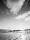 The Balboa Pier in Newport Beach California, at sunset in black and white