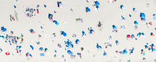  Color aerial photo of Manhattan Beach in Los Angeles with beach umbrellas, sand