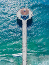 Color aerial photo of the Manhattan Beach Pier in Los Angeles California
