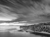 Sunset from the cliffs of Palos Verdes California, with the Pacific Ocean, long exposure, black and white