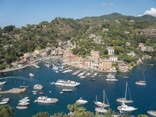  Portofino Italy photo from above at the Brown Castle, showing the full harbor and boats