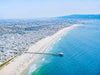 Color aerial photo of the South Bay in Los Angeles, including the Manhattan Beach Pier, Hermosa Beach Pier, Redondo Beach and Palos Verdes Peninsula