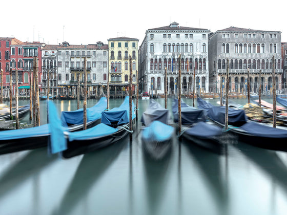 Gondolas on the grand canal in Venice Italy